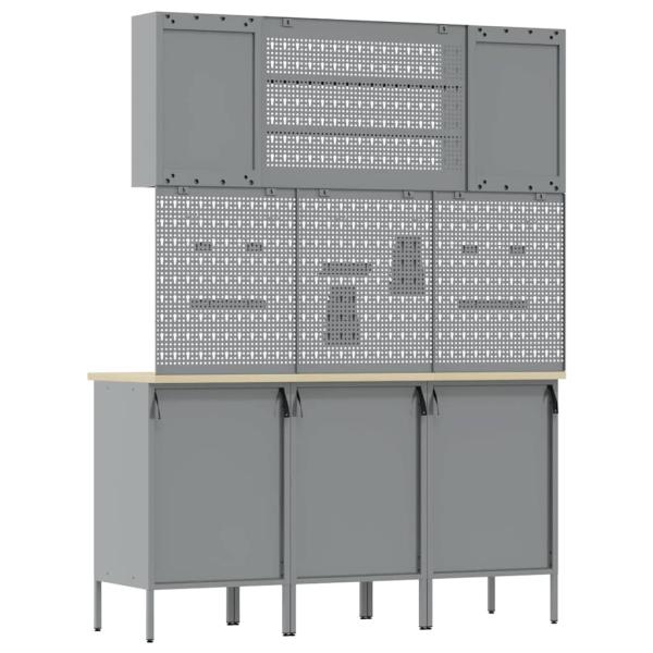 7-teiliges Werkbank-Set aus schwarzem Stahl