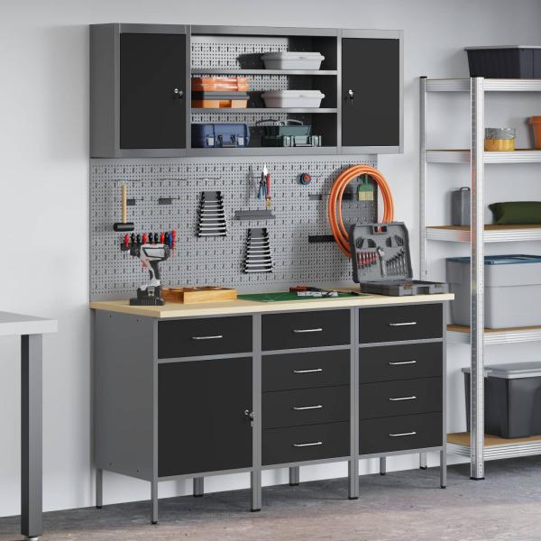 ARDEBO.de - 7-teiliges Werkbank-Set Schwarzstahl