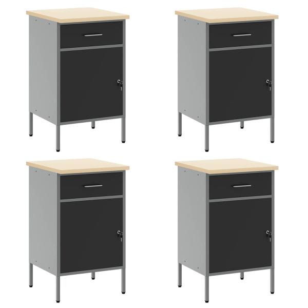10-teiliges Werkbank- und Pegboard-Set in Schwarz aus MDF und Metall