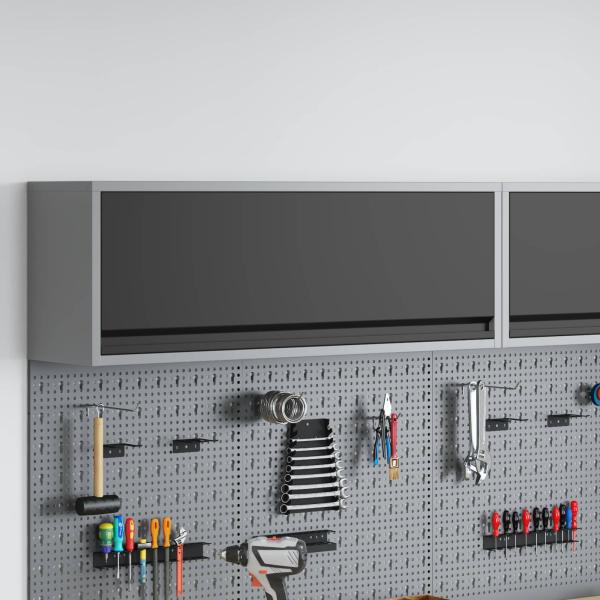 10-teiliges Werkstattregal- und Pinnwand-Set in Rot aus MDF und Metall