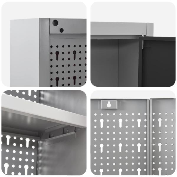 10-teiliges Werkbank- und Pegboard-Set Schwarz MDF und Metall
