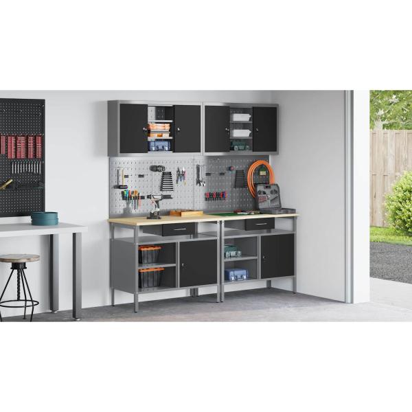 8-teiliges Werkbank-Set Schwarz Stahl