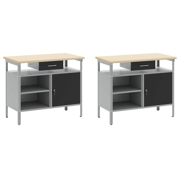8-teiliges Werkbank-Set Schwarz Stahl