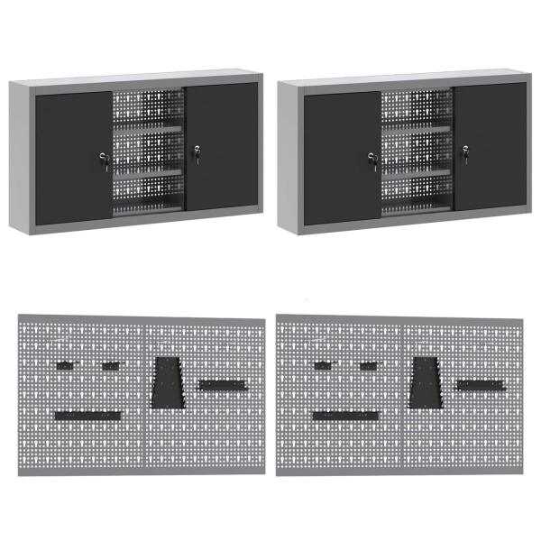 8-teiliges Werkbank-Set Schwarz Stahl