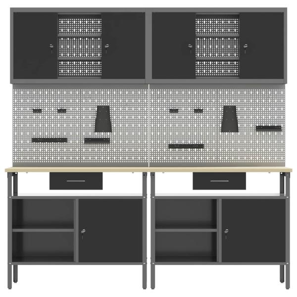 8-teiliges Werkbank-Set Schwarz Stahl