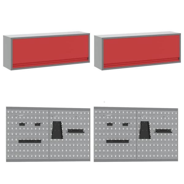 8-teiliges Werkbank-Set aus rotem Stahl