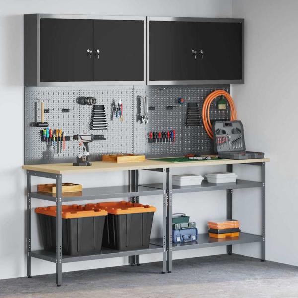 ARDEBO.de - 8-teiliges Werkbank-Set in Grau aus Stahl