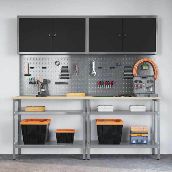 8-teiliges Werkbank-Set in Grau aus Stahl