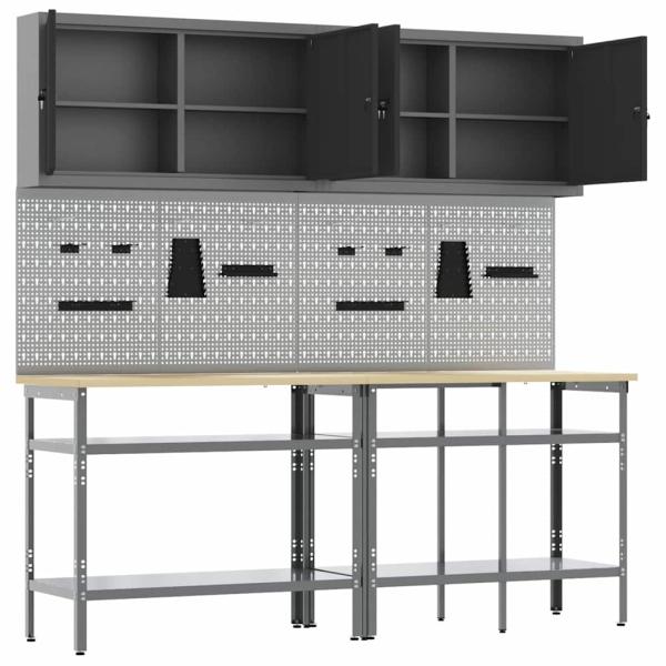 8-teiliges Werkbank-Set in Grau aus Stahl