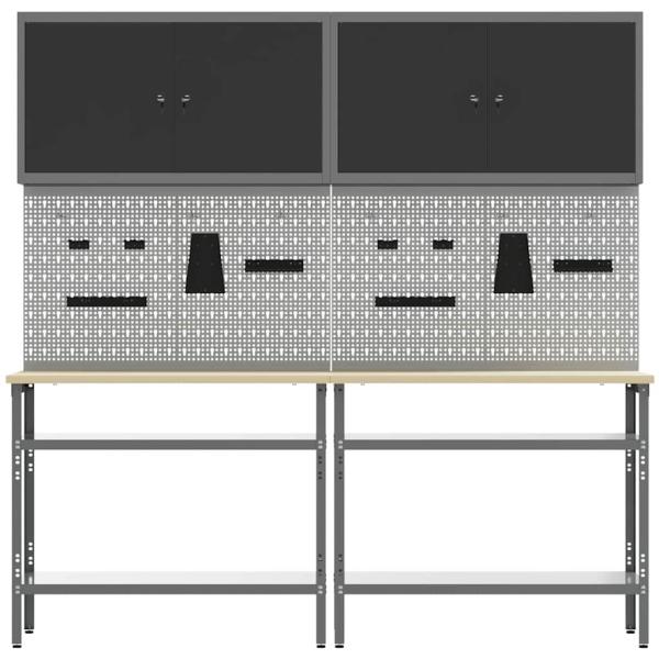 8-teiliges Werkbank-Set in Grau aus Stahl