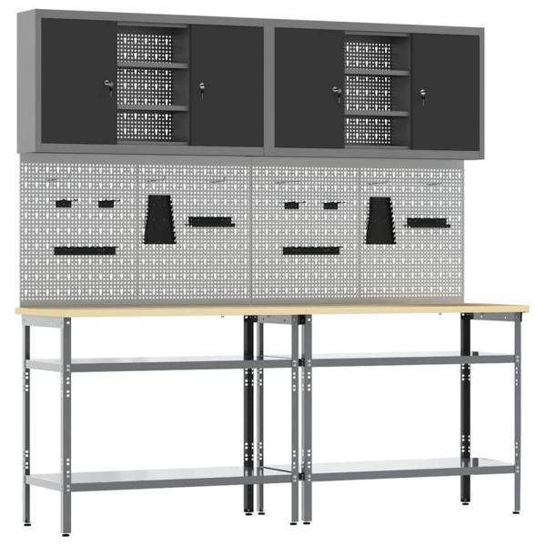 8-teiliges Werkbankset in Grau aus Stahl