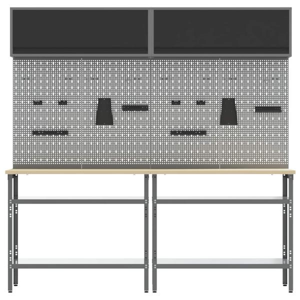 Werkbank-Set 8 stk. Schwarz und Grau 200 x 55 x 200 cm