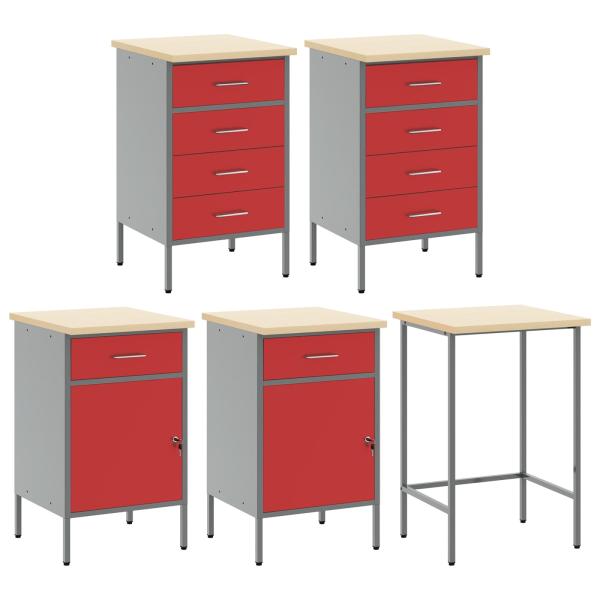 12-teiliges Werkstattschrank- und Lochblechset in Schwarz aus MDF und Metall