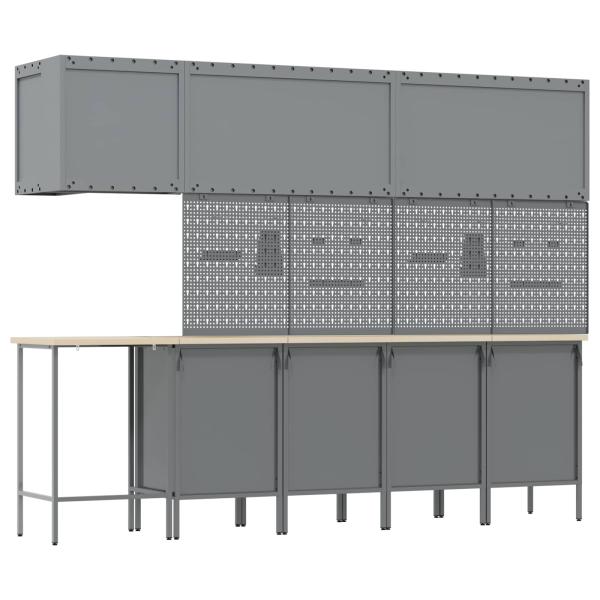 12-teiliges Werkstattschrank- und Lochwandset in Rot aus MDF und Metall