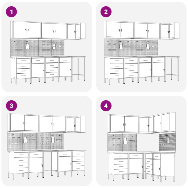12-teiliges Werkstattschrank- und Pegboard-Set Schwarz MDF und Metall