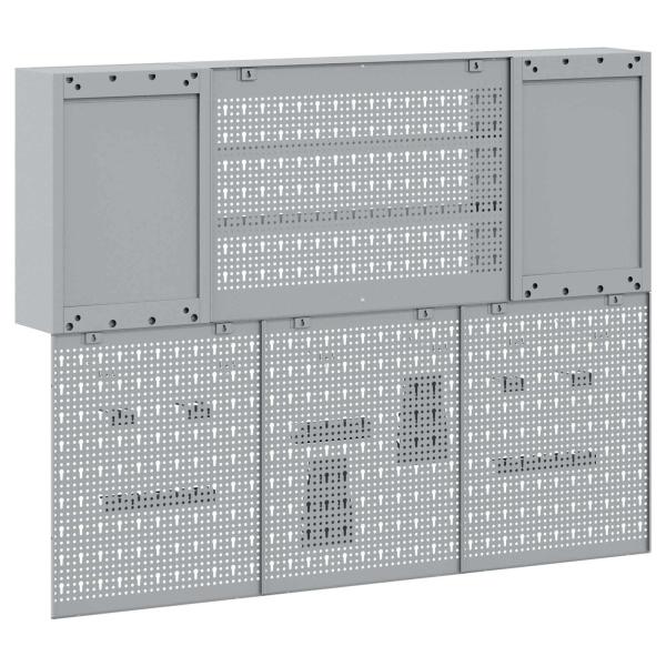 12-teiliges Werkstattschrank- und Pegboard-Set Schwarz MDF und Metall