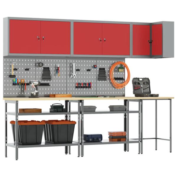 ARDEBO.de - 10-teiliges Werkzeugaufbewahrungstisch-Set in Rot aus Holzwerkstoff und Metall