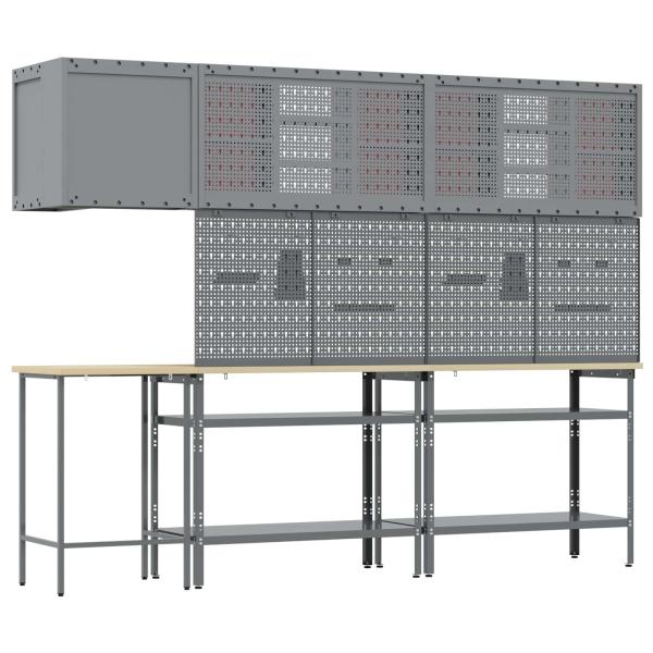 10-teiliges Werkzeuglager-Tischset in Rot aus Holzwerkstoff und Metall