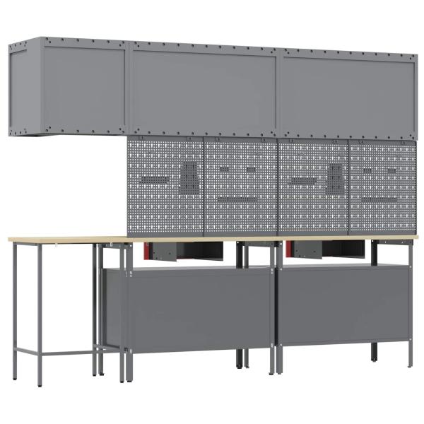 10-teiliges Werkzeugaufbewahrungstischset in Rot aus Holzwerkstoff und Metall