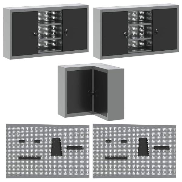 10-teiliges Werkzeuglager-Set in Schwarz aus Holzwerkstoff und Metall