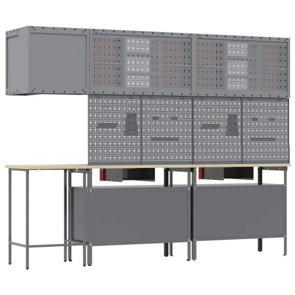 10-teiliges Werkzeuglager-Set aus rotem Holz und Metall