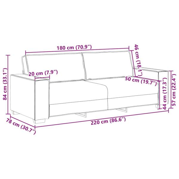 3-teiliges Sofa-Set mit Kissen schwarzer Stoff