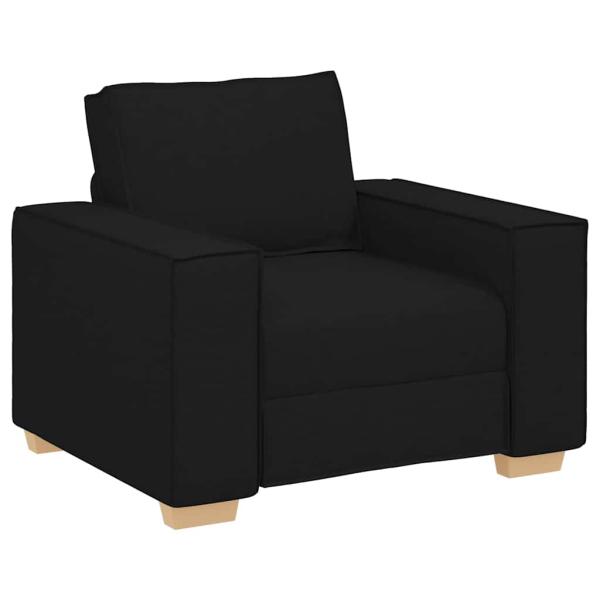 3-teiliges Sofa-Set mit Kissen schwarzer Stoff