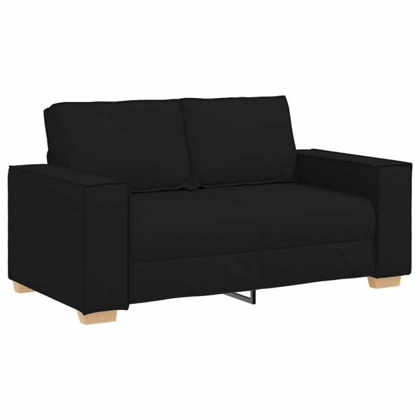 3-teiliges Sofa-Set mit Kissen schwarzer Stoff