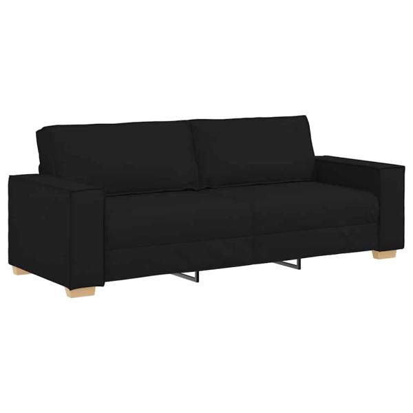 3-teiliges Sofa-Set mit Kissen schwarzer Stoff