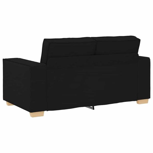 3-teiliges Sofa-Set mit Kissen schwarzer Stoff