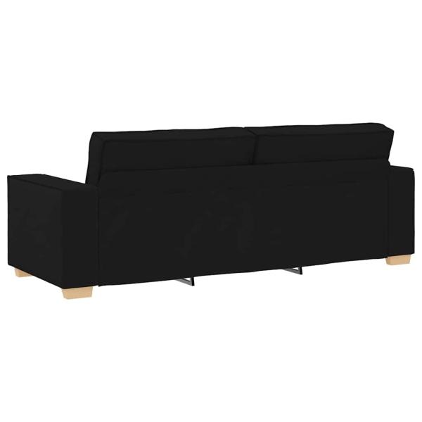 3-teiliges Sofa-Set mit Kissen schwarzer Stoff