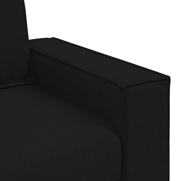 3-teiliges Sofa-Set mit Kissen schwarzer Stoff