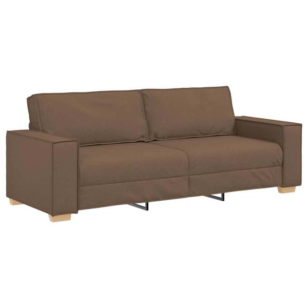 3-teiliges Sofaset mit Kissen braunes Gewebe