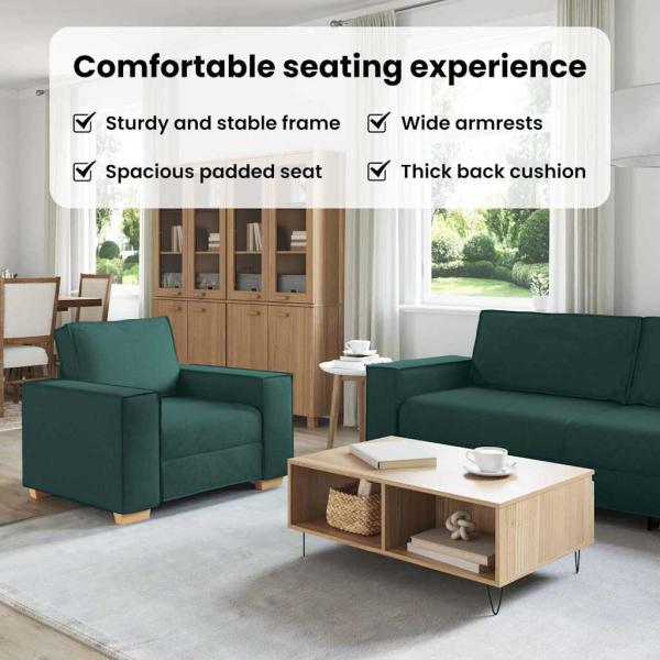 Sofa 3 Stk. Dunkelgrün Leinenmischgewebe