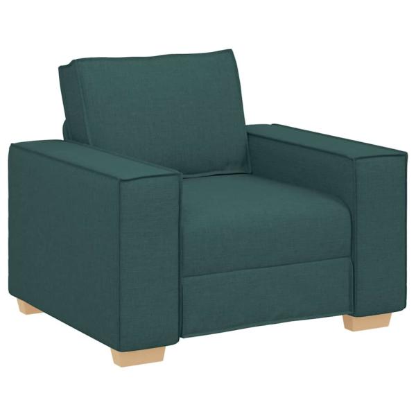 3-teiliges Sofa-Set mit Kissen in Dunkelgrünem Stoff