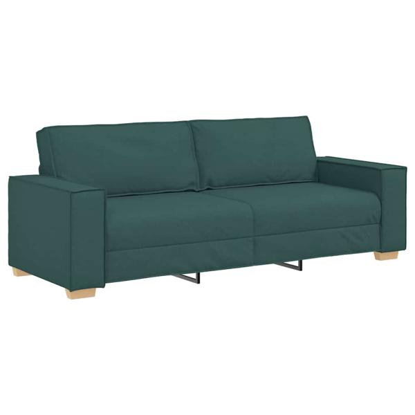 3-teiliges Sofa-Set mit Kissen in Dunkelgrünem Stoff