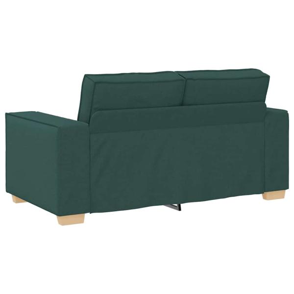 3-teiliges Sofa-Set mit Kissen in Dunkelgrünem Stoff