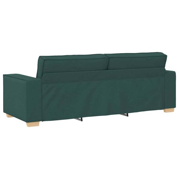 3-teiliges Sofa-Set mit Kissen in Dunkelgrünem Stoff