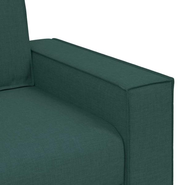 3-teiliges Sofa-Set mit Kissen in Dunkelgrünem Stoff