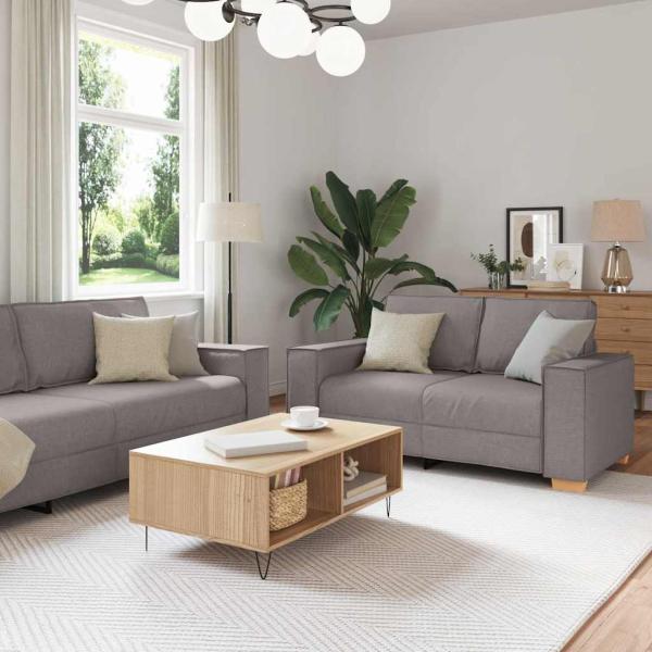 ARDEBO.de - 3-teiliges Sofaset mit Kissen aus taupefarbenem Stoff
