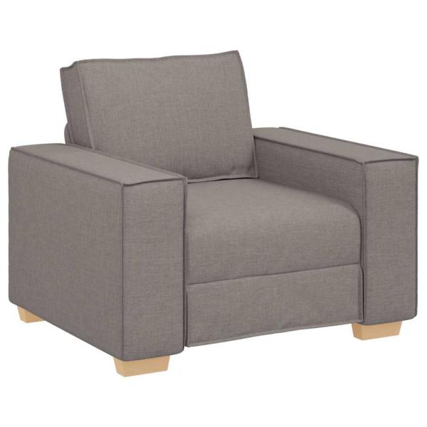3-teiliges Sofaset mit Kissen aus taupefarbenem Stoff