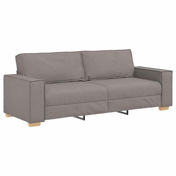3-teiliges Sofaset mit Kissen aus taupefarbenem Stoff