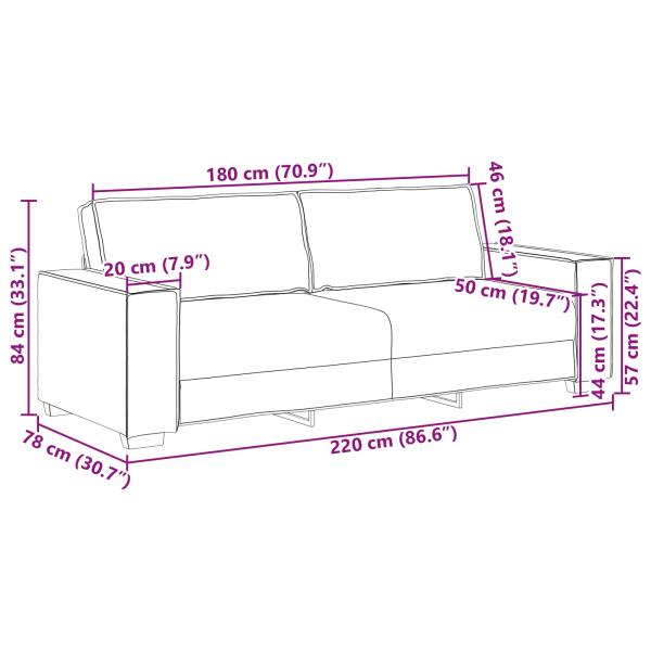 3-teiliges Sofaset mit Kissen, cremefarbenes Gewebe