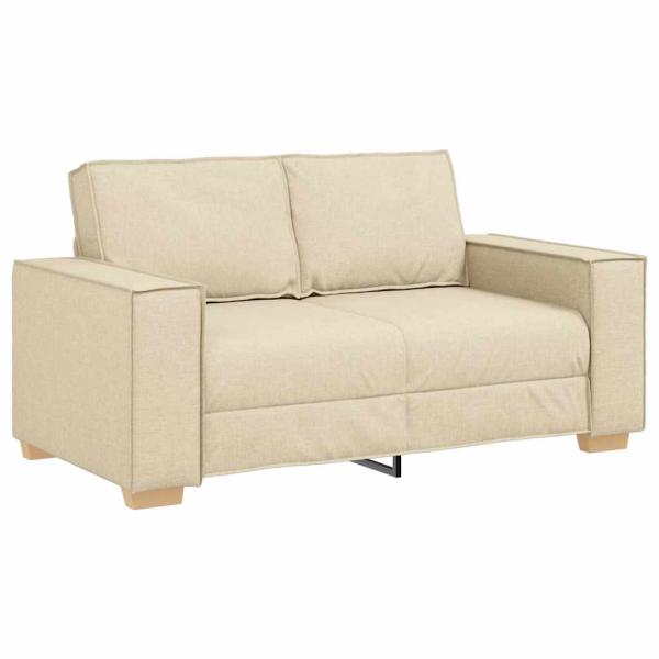 3-teiliges Sofaset mit Kissen, cremefarbenes Gewebe