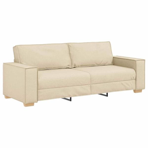 3-teiliges Sofaset mit Kissen, cremefarbenes Gewebe