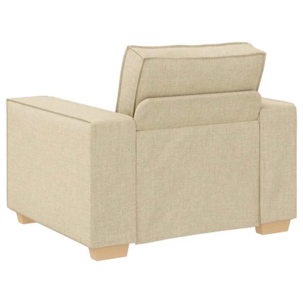 3-teiliges Sofaset mit Kissen, cremefarbenes Gewebe