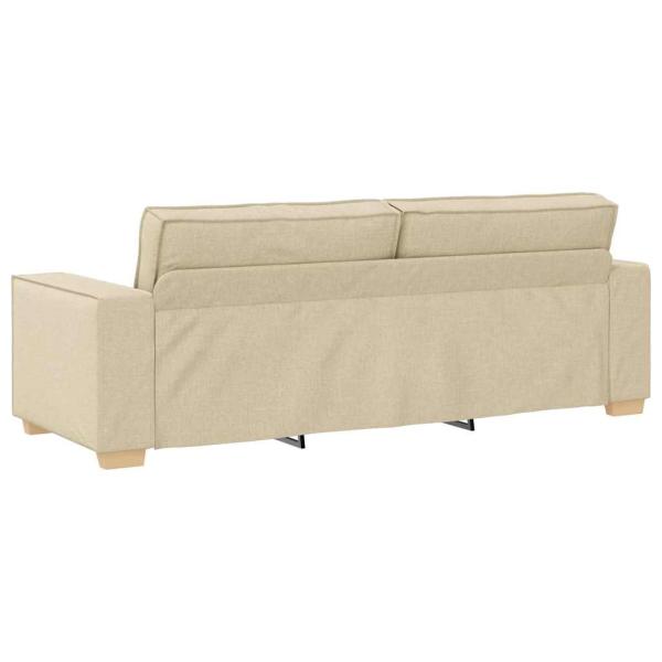 3-teiliges Sofaset mit Kissen, cremefarbenes Gewebe