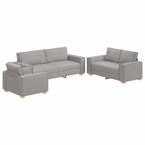 3-teilige Sofaset mit Kissen in Wolken-Grauem Stoff