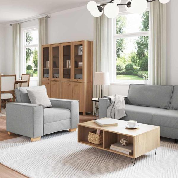 3-teilige Sofaset mit Kissen in Wolken-Grauem Stoff