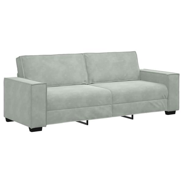 3-teiliges Sofaset mit Kissen in hellgrauem Samt